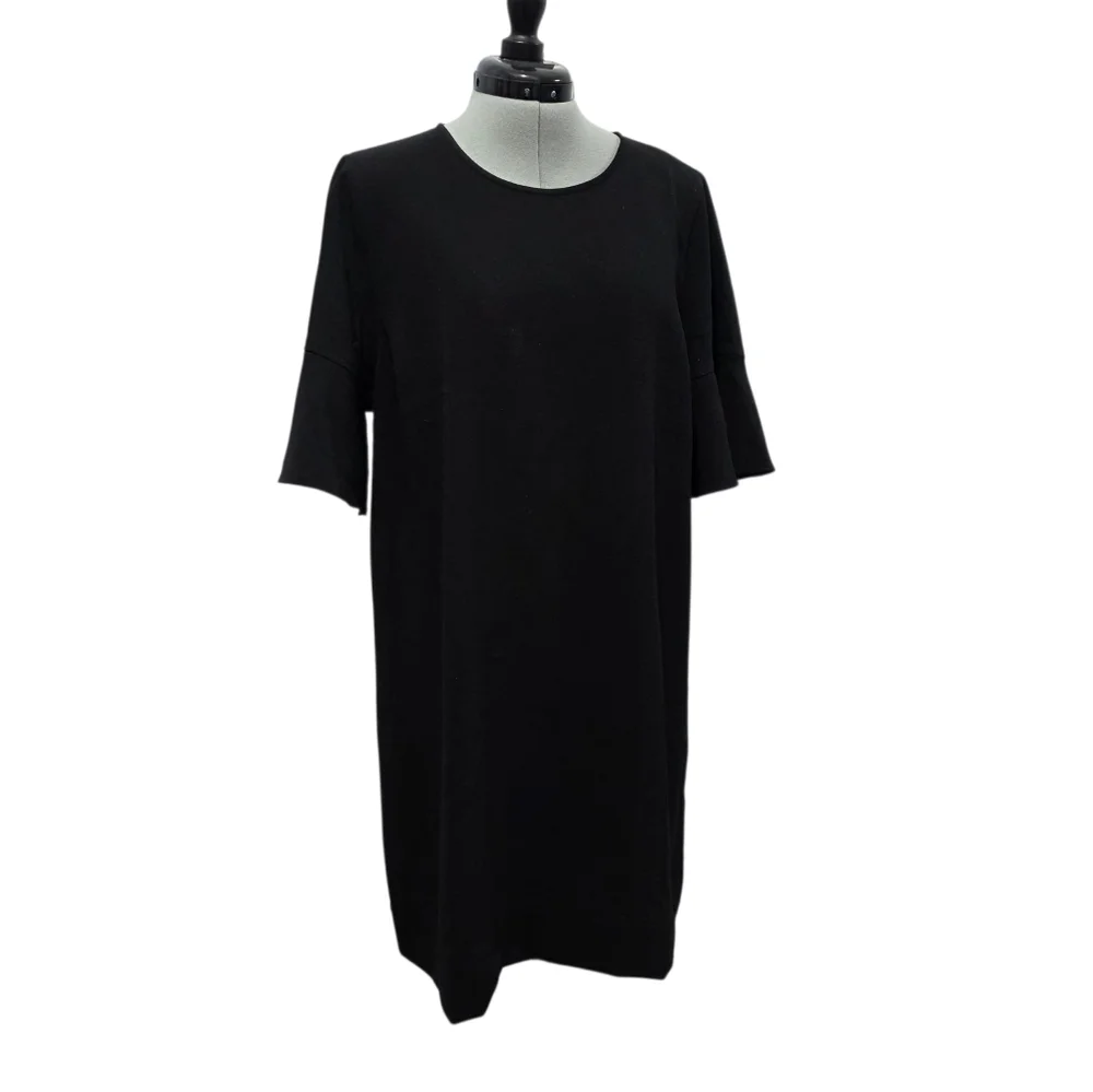 Madewell Flutter-Sleeve Mini Dress True Black Sz L - Picture 3 of 14